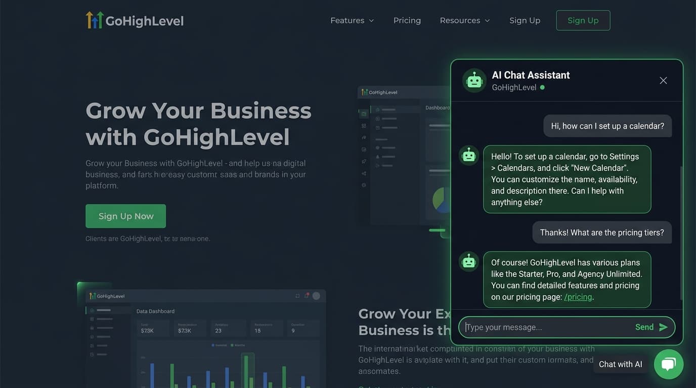 Live chat widget on a website