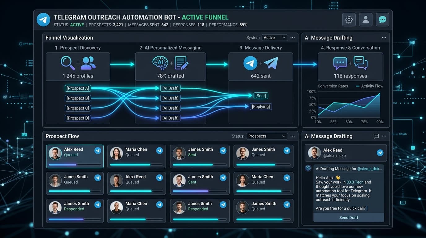 Telegram Outreach Bot — prospecting interface